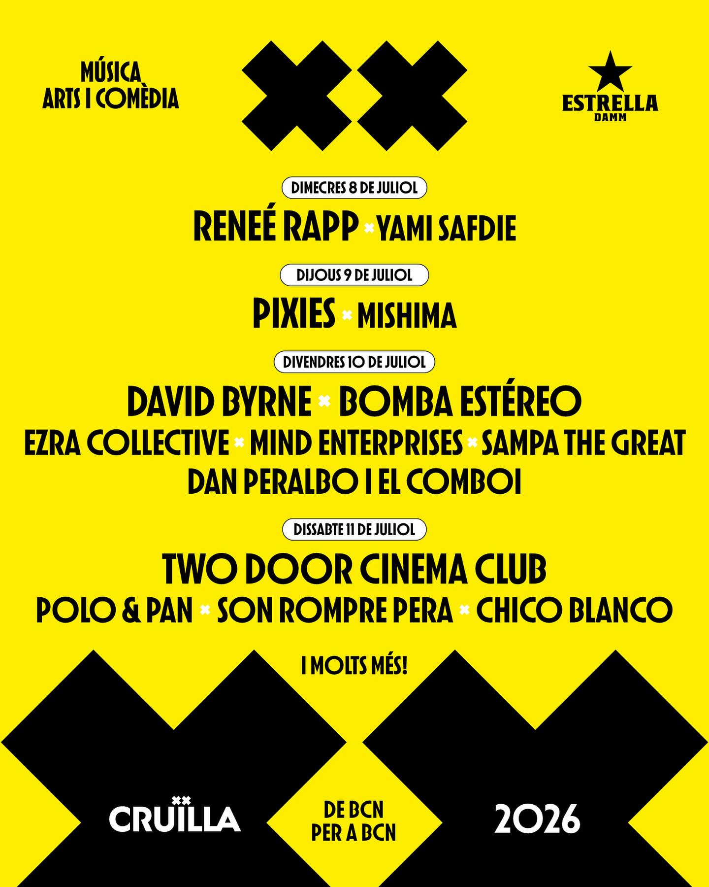 Cartel por días Cruïlla 2026