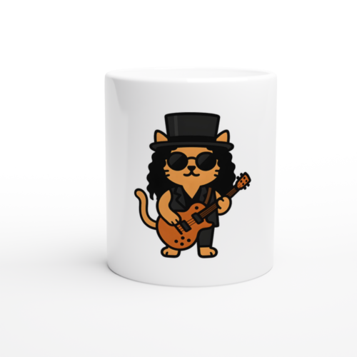 Taza de Cerámica Premium – Gato Guitarrista