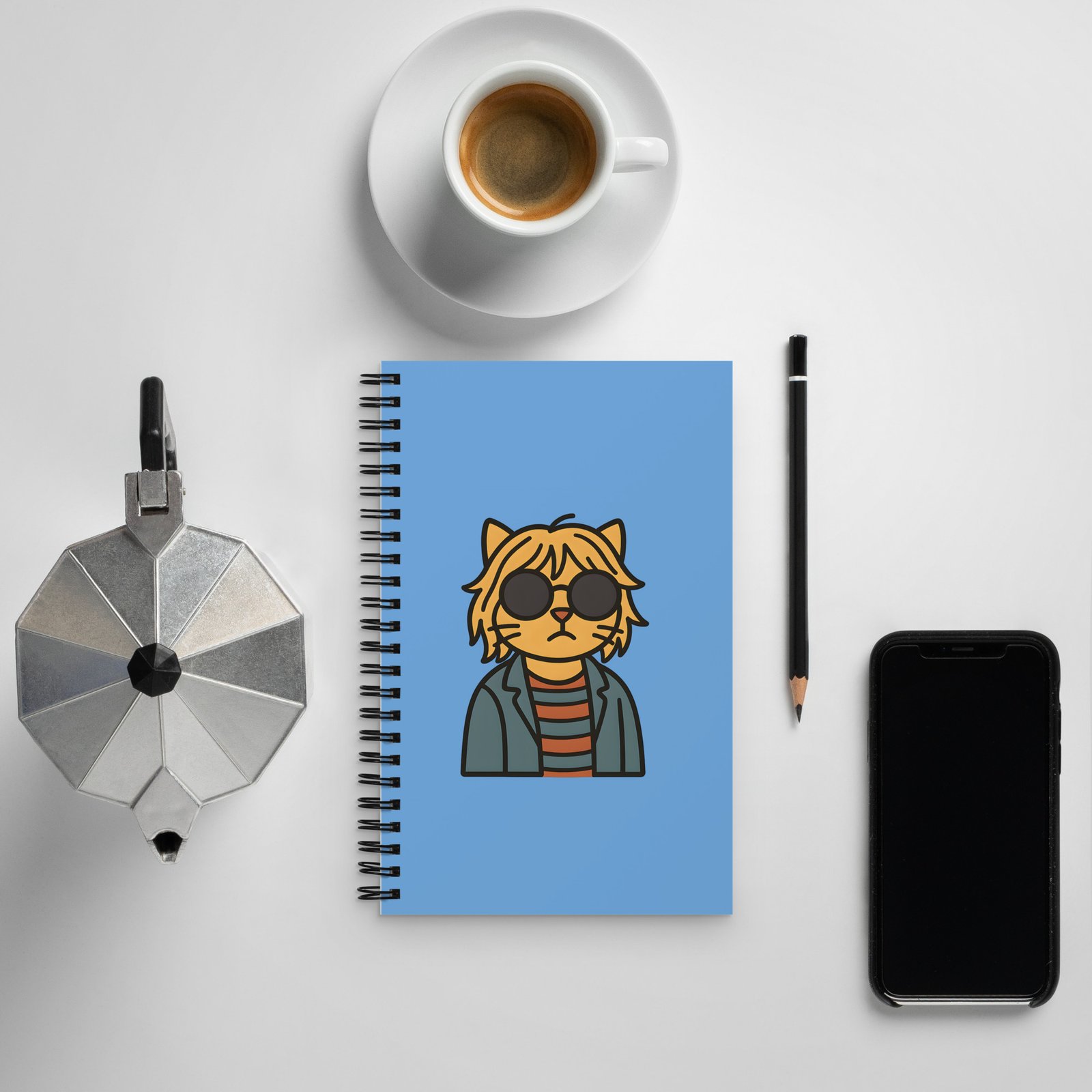 Libreta de notas con espiral – Gato Grunge